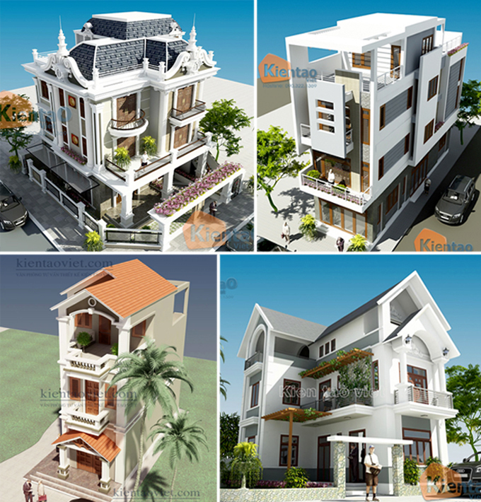 Mẫu thiết kế nhà đẹp 3 tầng - Tổng hợp mẫu nhà đẹp 3 tầng kiểu dáng kiến trúc biệt thự và nhà ống
