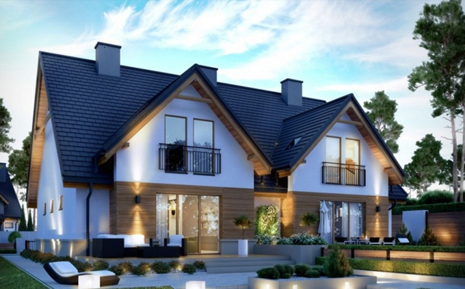 Mẫu nhà đẹp cấp 4 liền kề có gác mái - Phối cảnh góc 2