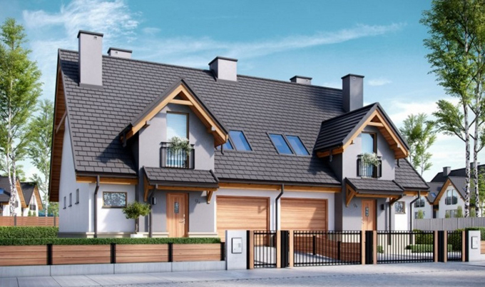 Mẫu nhà đẹp cấp 4 liền kề có gác mái - Phối cảnh tổng thể