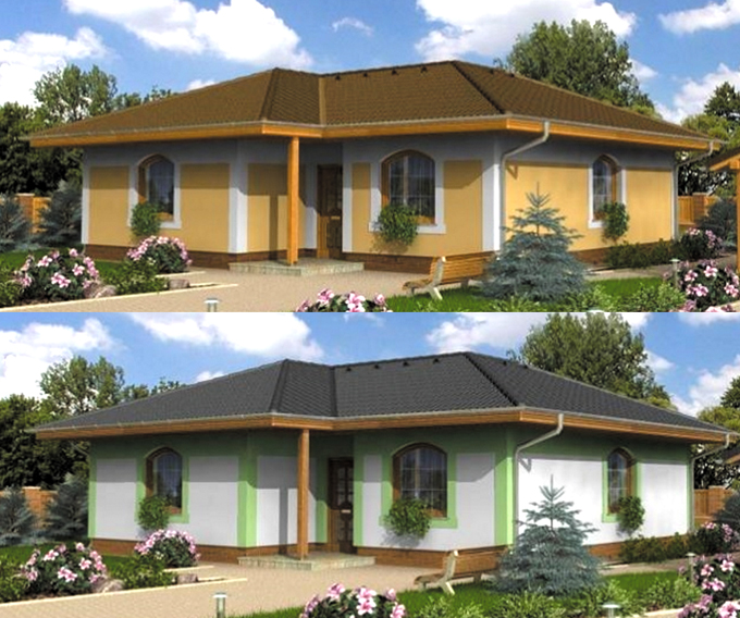 Phối cảnh 2 - Thiết kế mẫu nhà đẹp cấp 4 rộng 10x11m kiểu nhà vườn