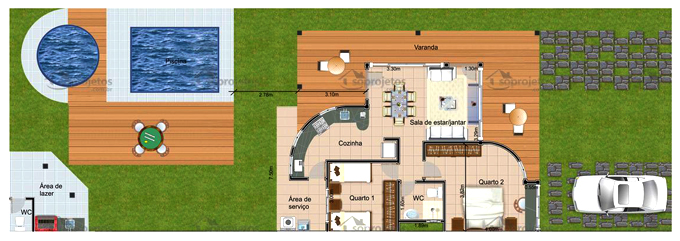 Mẫu nhà đẹp 1 tầng 9x11,6m - Khuôn viên rộng rãi có bể bơi - 2