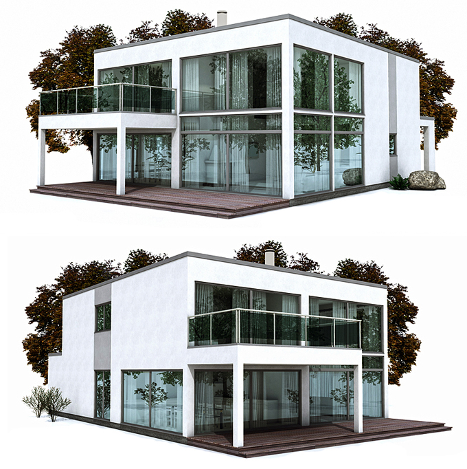 Thiết kế nhà đẹp 2 tầng hiện đại rộng 10x16m - Phương án 1 - Tường sơn trắng