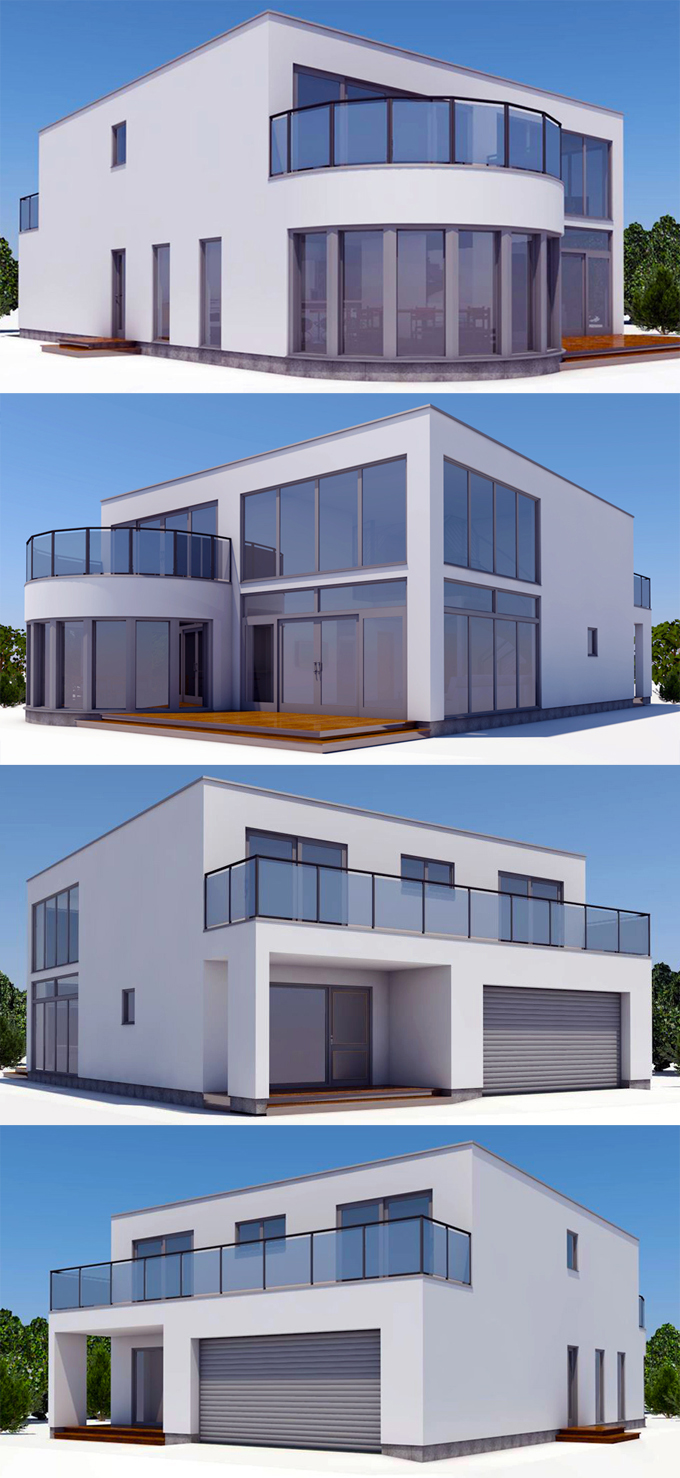 Thiết kế nhà đẹp 2 tầng hiện đại rộng 10x16m - Phương án 2 - Hiên khép kín khối bán nguyệt - 2