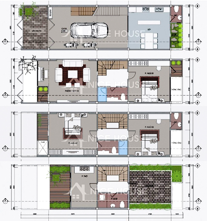 Thiết kế nhà đẹp 3 tầng 1 tum diện tích 5x18m kiến trúc hiện đại - 2