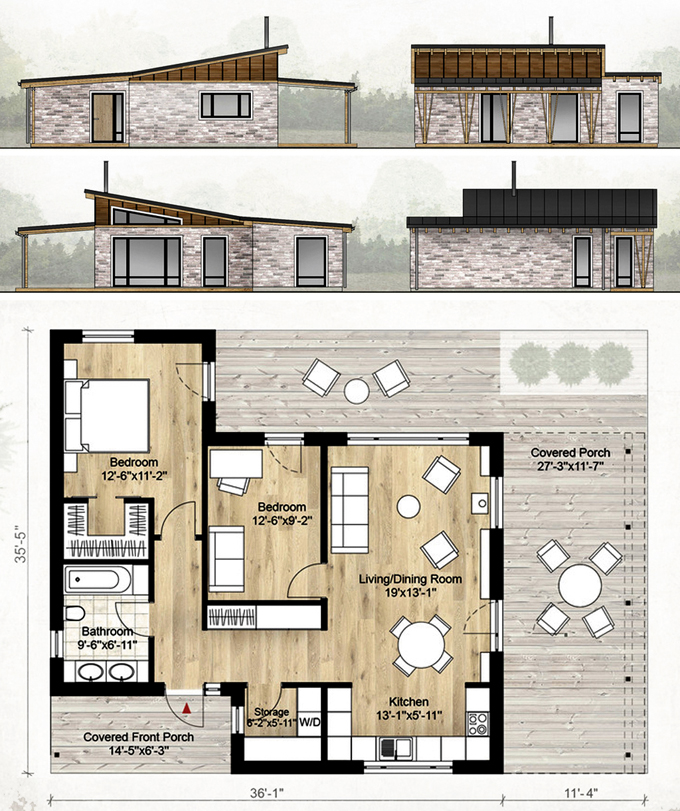 Thiết kế nhà đẹp hiện đại 1 tầng diện tích 11x10,5m không gian thông thoáng với nhiều góc view - 5