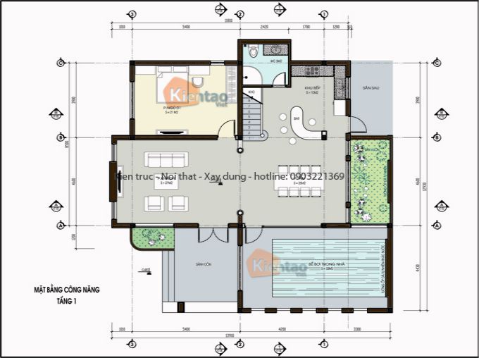 1 - Bản vẽ mẫu thiết kế biệt thự 2 tầng tại Quảng Ninh - 02