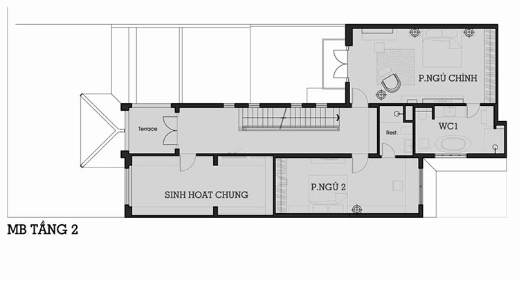 Mẫu biệt thự phố đẹp 2 tầng 9x25m.2
