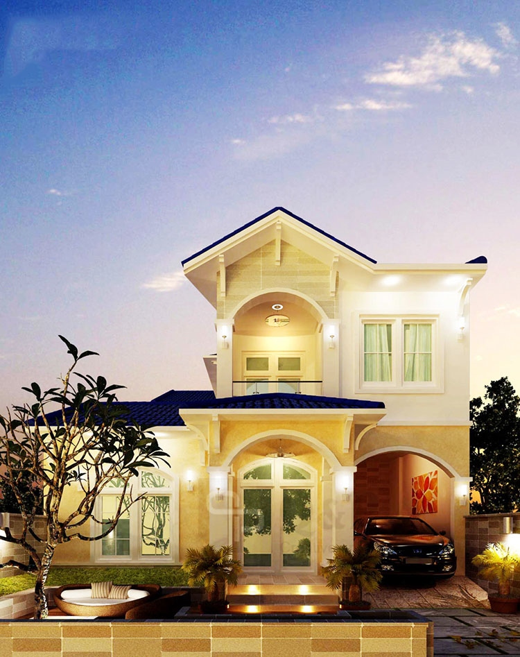 Mẫu biệt thự phố đẹp 2 tầng 9x25m