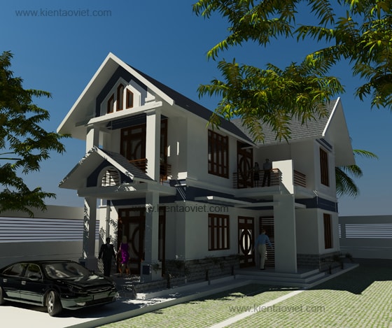 14 - Bản vẽ mẫu thiết kế biệt thự 2 tầng hiện đại tại Hà Nam - 01