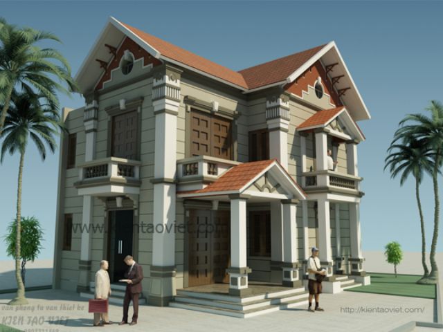 5 - Bản vẽ mẫu thiết kế biệt thự 2 tầng mái ngói tại Vân Canh - 01