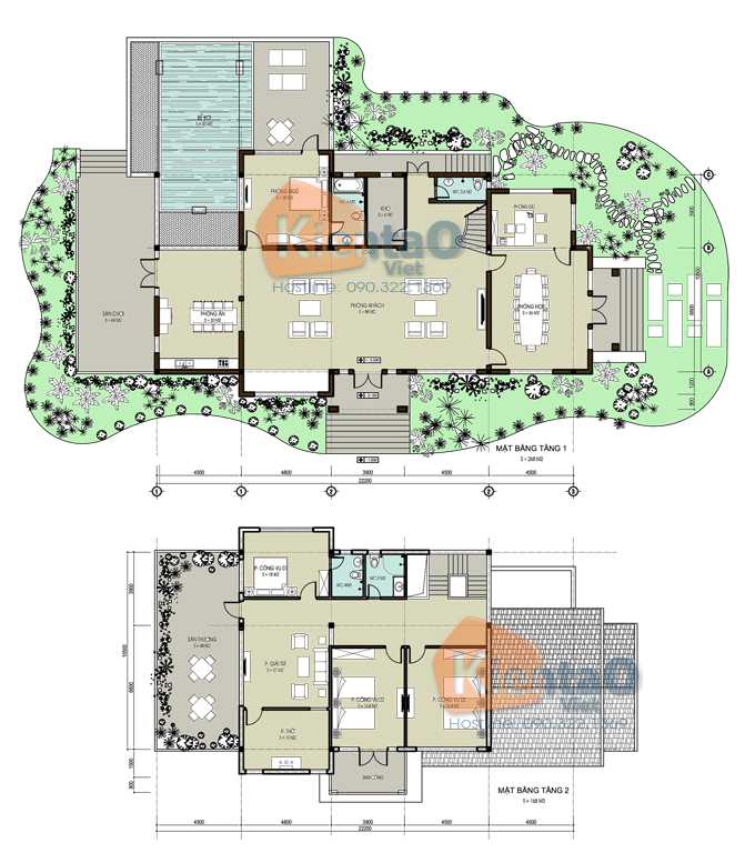 Bản vẽ thiết kế mẫu biệt thự đẹp 2 tầng 2020 - mb
