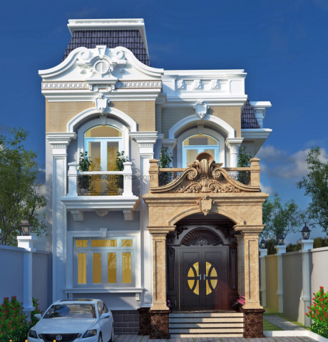 Thiết kế biệt thự cổ điển 2 tầng phong cách Châu Âu