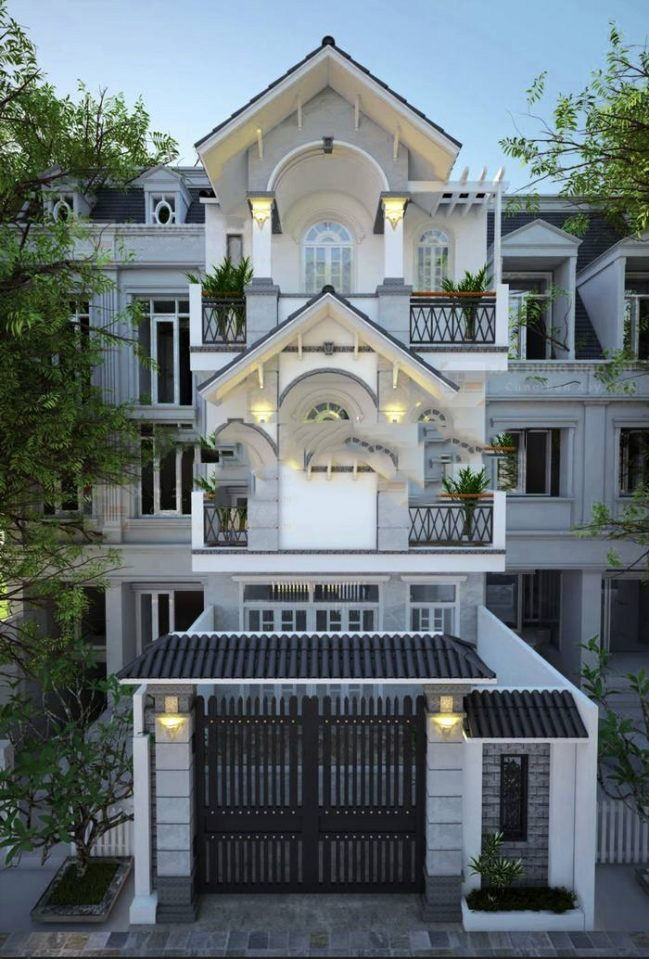 Mẫu thiết kế biệt thự phố cổ điển cách tân 3 tầng