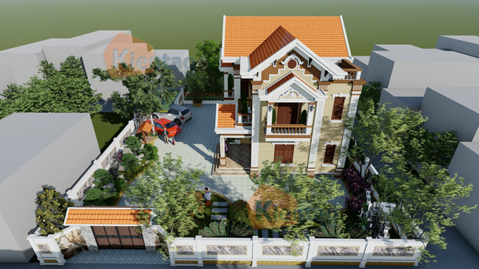 Thiết kế nhà biệt thự 2 tầng tại Hưng Yên - Phối cảnh 02