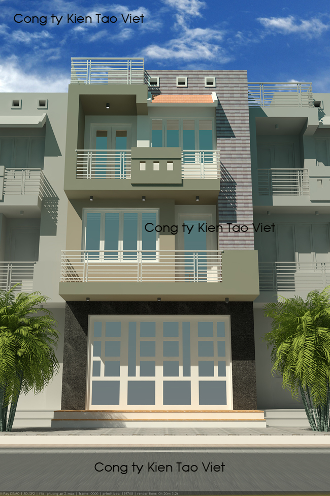 Phối cảnh chính - Mẫu nhà phố 3 tầng 5x30m kinh doanh nhà nghỉ tại Nhổn, Hà Nội - NP 02
