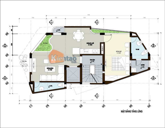 Tầng lửng - Thiết kế nhà trọ cho thuê 7 tầng kiểu chung cư mini ở Khương Trung HN - NP 24