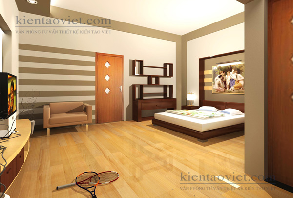 Phòng ngủ bố mẹ với tone màu trầm ấm dịu nhẹ