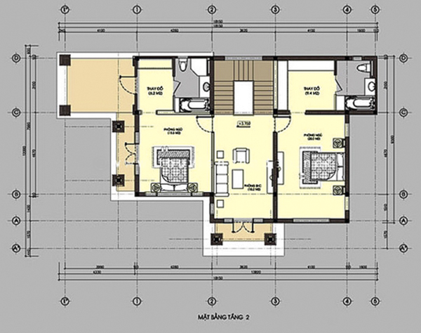 Mẫu thiết kế biệt thự 3 tầng sang trọng phong cách tân cổ điển - MB tầng 2