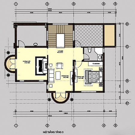 Mẫu thiết kế biệt thự 3 tầng sang trọng phong cách tân cổ điển - MB tầng 3