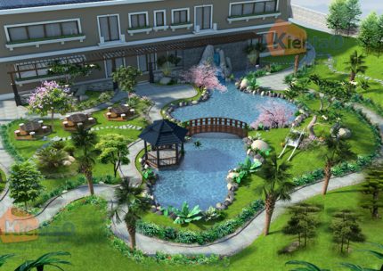 Thiết kế sân vườn nhà hàng tiếc cưới tại Bắc Ninh 2