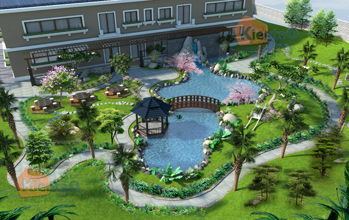 Thiết kế sân vườn nhà hàng tiếc cưới tại Bắc Ninh 2