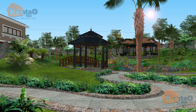 Thiết kế sân vườn nhà hàng tiếc cưới tại Bắc Ninh 6