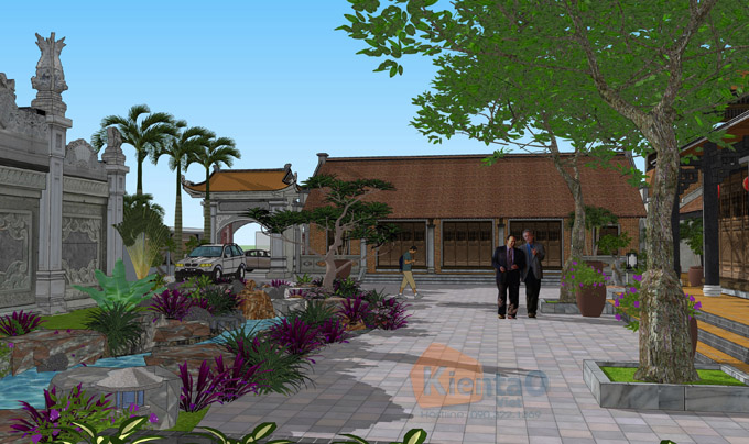 Thiết kế sân vườn nhà thờ họ tại Nà Nam 2