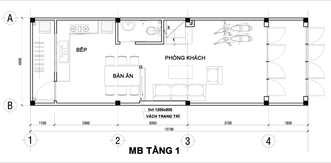 Thiết kế nhà ống 4 tầng 4 phòng ngủ 51m2. 2