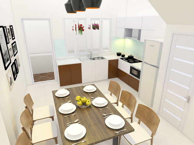 Phòng bếp + ăn - Thiết kế nhà ống 4 tầng 51m2 4 phòng ngủ