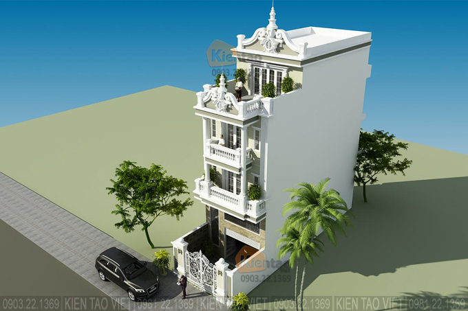 Phối cảnh 3D - 3 mẫu thiết kế nhà phố 4 tầng 5,6x13,6m tại Hà Nam