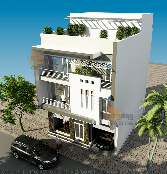 Phối cảnh mẫu thiết kế nhà phố 3 tầng 9x12m tại Thanh Trì - Hà Nội
