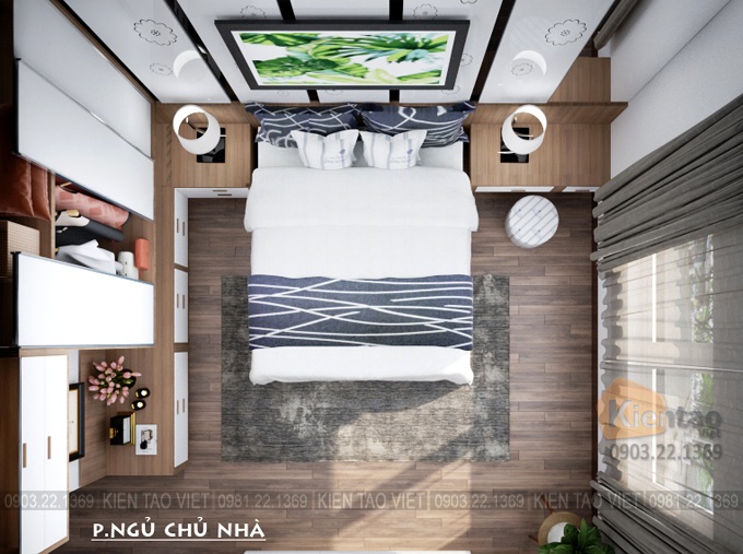 Phòng ngủ bố mẹ tầng 3 - Cải tạo nhà phố 5 tầng tại Văn Phú