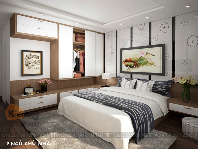 Phòng ngủ bố mẹ tầng 3 - Cải tạo nhà phố 5 tầng tại Văn Phú