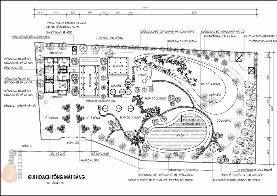 Mặt bằng quy hoạch tổng thể cảnh quan sân vườn chi tiết