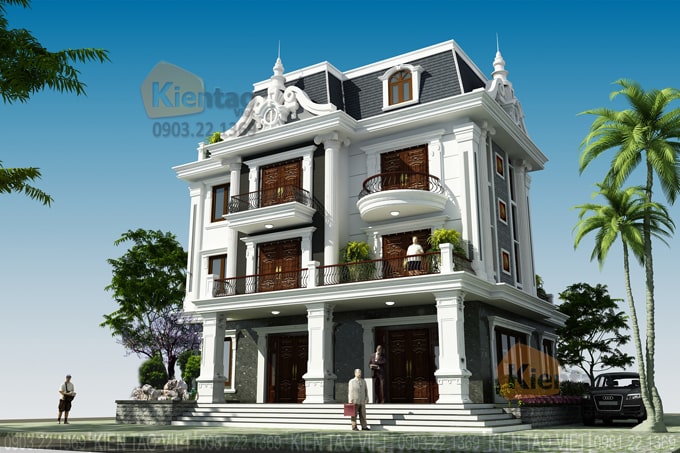 Phối cảnh 01 - Mẫu thiết kế biệt thự tân cổ điển cao 3 tầng tại Nam Định