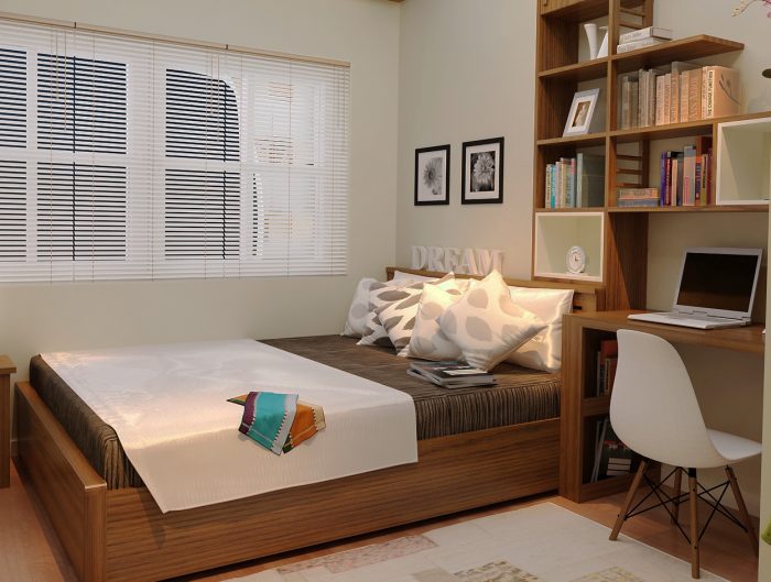 Mẫu thiết kế biệt thự đẹp - Phòng ngủ nội thất gỗ tự nhiên