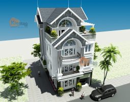 Thiết kế biệt thự lô góc cao 4 tầng tại Nam Định