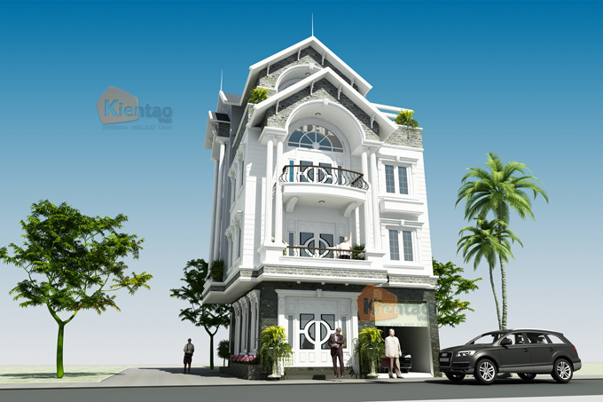 Thiết kế biệt thự lô góc cao 4 tầng tại Nam Định 2