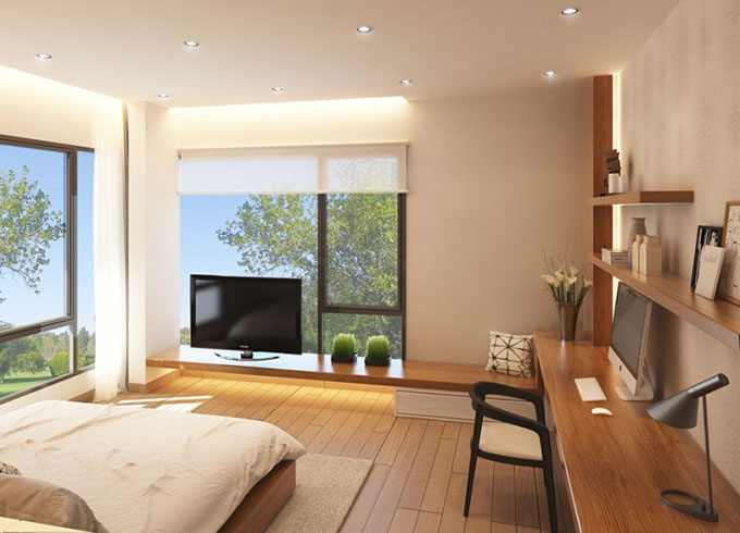 Biệt thự 2 tầng hiện đại nội thất gỗ - Phòng ngủ