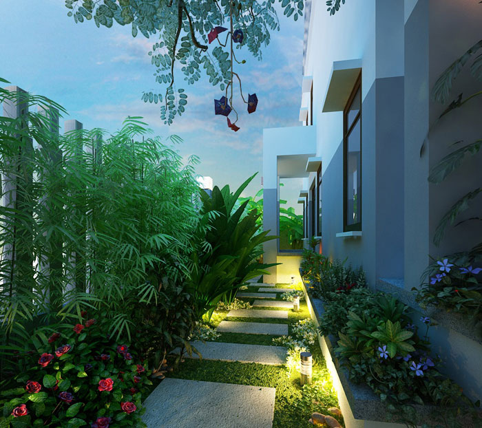 Thiết kế biệt thự đẹp 3 tầng tại Kỳ Sơn - Sân vườn góc 4