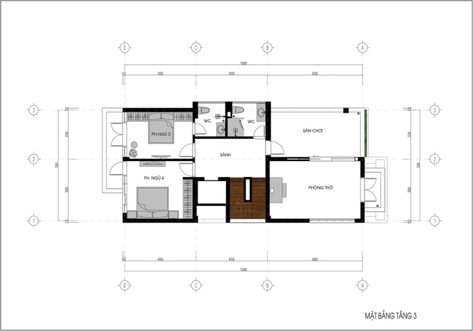 Mặt bằng công năng mẫu thiết kế biệt thự hiện đại 3 tầng - 3