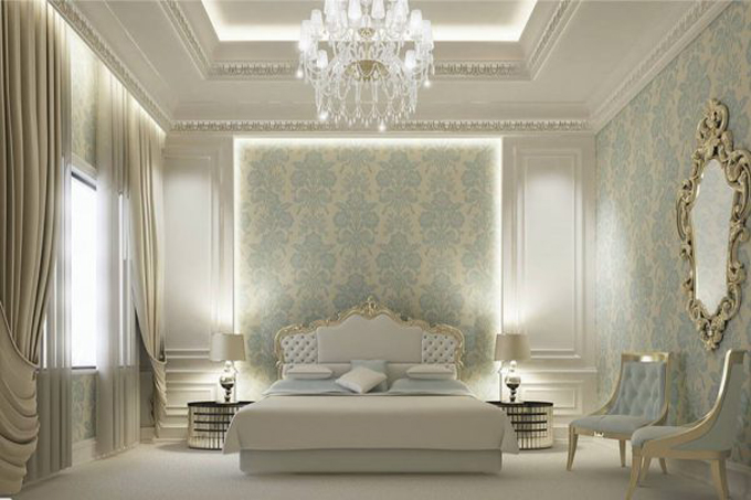 Phối cảnh phòng ngủ con trai mẫu thiết kế biệt thự tân cổ đẹp ở Nghệ An