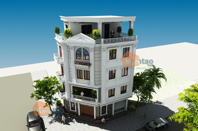 Mẫu thiết kế nhà phố lô góc cao 5 tầng tại Tân Triều - Phối cảnh 1