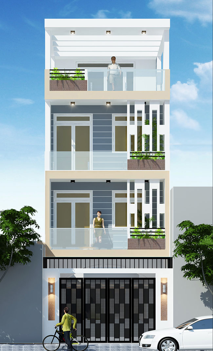 Thiết kế nhà phố 4 tầng tại Hồ Chí Minh - PC