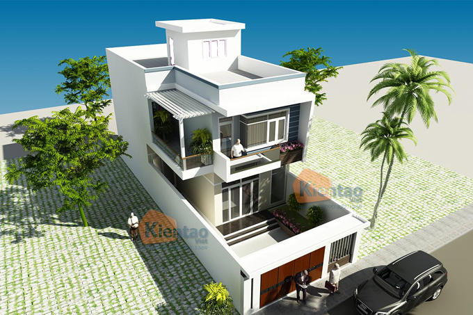 Thiết kế nhà phố 2 tầng 7x14m tại Vĩnh Phúc - Phối cảnh 01