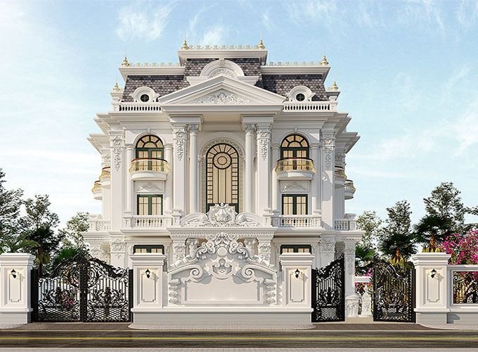 Thiết kế biệt thự cổ điển Pháp tại Hà Nội đẹp xao xuyến