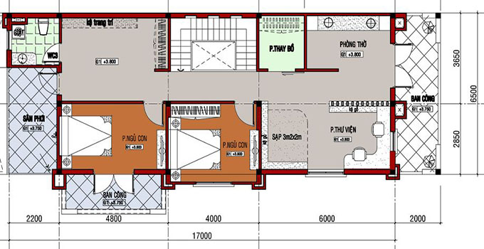 MB2 - Thiết kế biệt thự phố cao 2 tầng tại Hải Phòng 7.3x17m