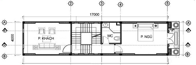 Tầng 2 mẫu thiết kế nhà phố 5 tầng tại Hải Dương
