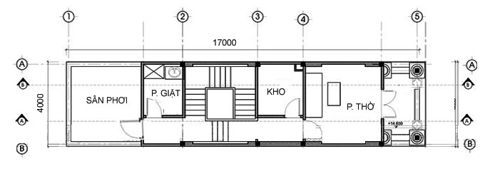 MB5 - Mẫu thiết kế nhà phố đẹp 5 tầng tại Hải Dương 4x17m