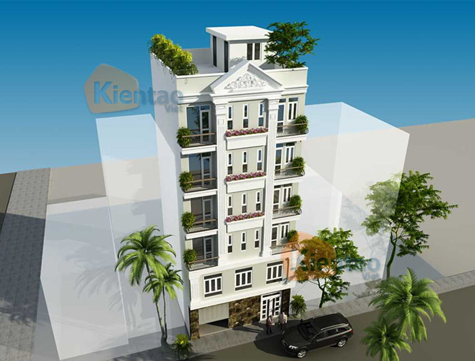 Thiết kế chung cư mini cho thuê 6 tầng tân cổ điển - Phối cảnh 2